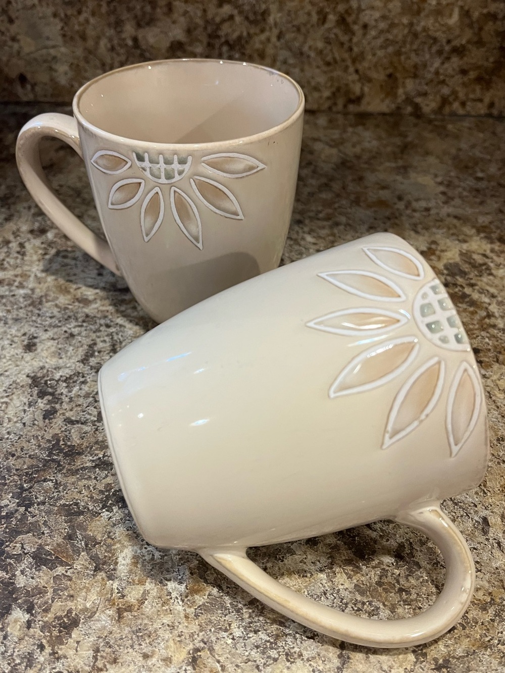 Cuisinart Cream Ceramic Sunflower Mugs - Set of Two 12 oz.